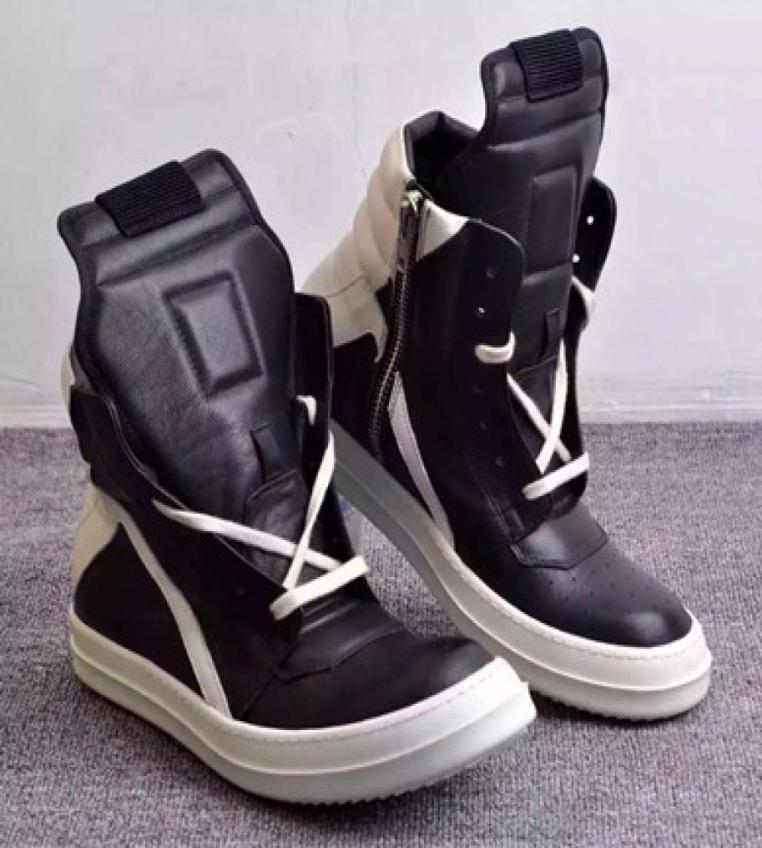 

Personalized High Top Genuine Leather Hip Hop Boots Real Picture Tpu Black and White Classical Punk Rock Sneakers Booties2497155, Blue