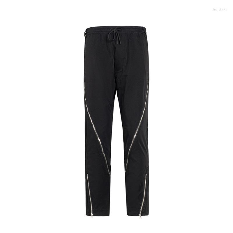 

Men' Pants Men' Casual Street Black Long Trousers Zippers Decor Fashion