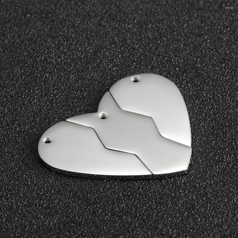 

Pendant Necklaces Stainless Steel Heart Puzzle Jigsaw Charm Metal Broken Tag CharmsMirror Polished Wholesale 10pcs