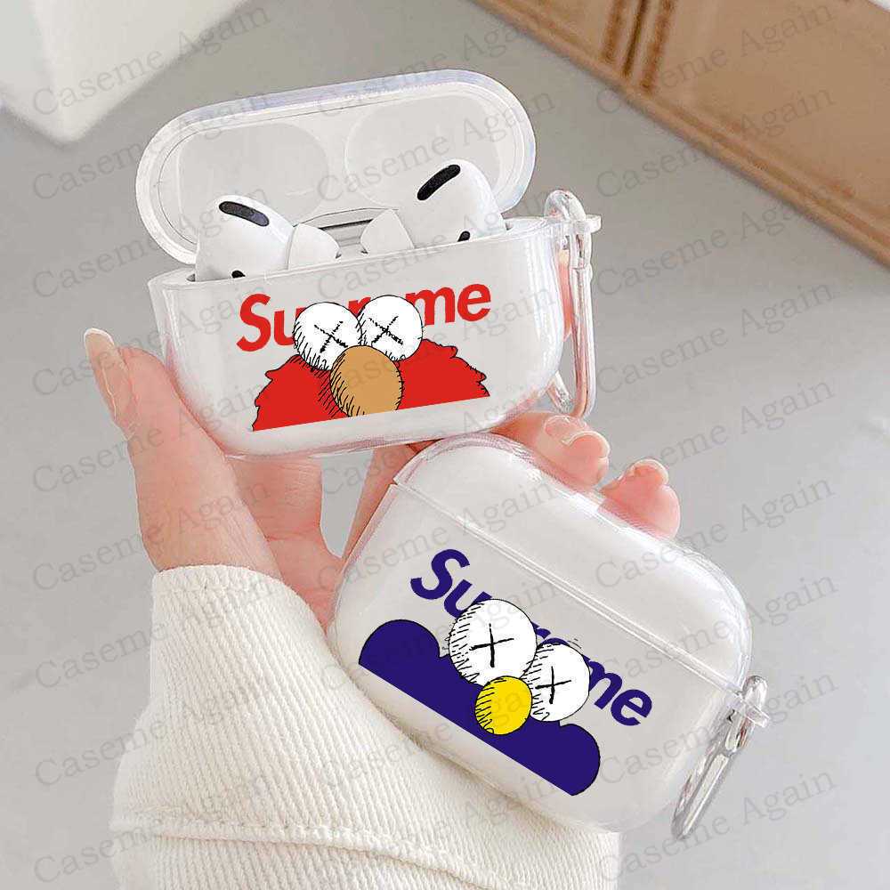 

Earphone Accessories Soft Protector Cover Box for Airpods 1 2 3 Pro 2 Sesame Street Brand Cookies ELMO Bracket Cartoon Transparent AirPods Case J230420