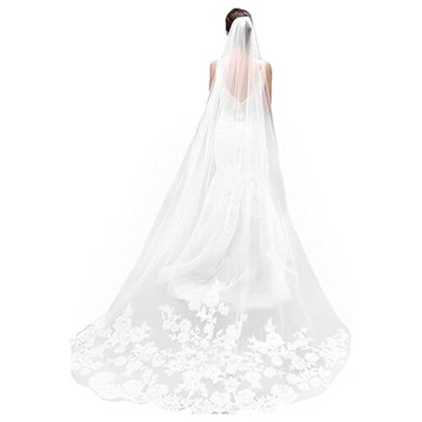 

Bridal Veil 3m Wedding Veil for Bride White Lace Edge Long Cathedral Veil 1 Tier