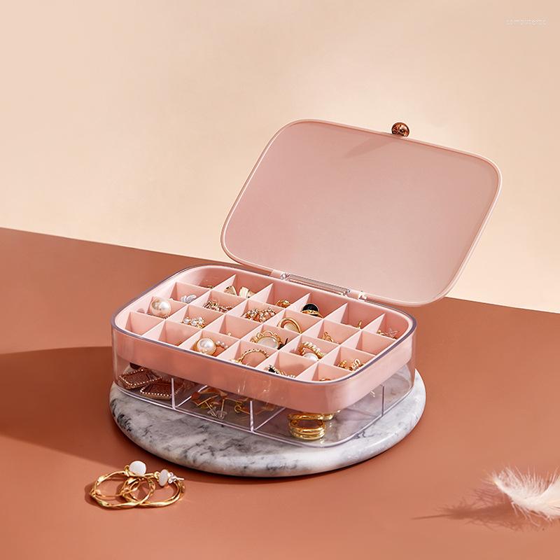

Jewelry Pouches Portable Multi Layer Box Organizer Displays Travel Plastic Transparent Necklace Ring Divided Storage