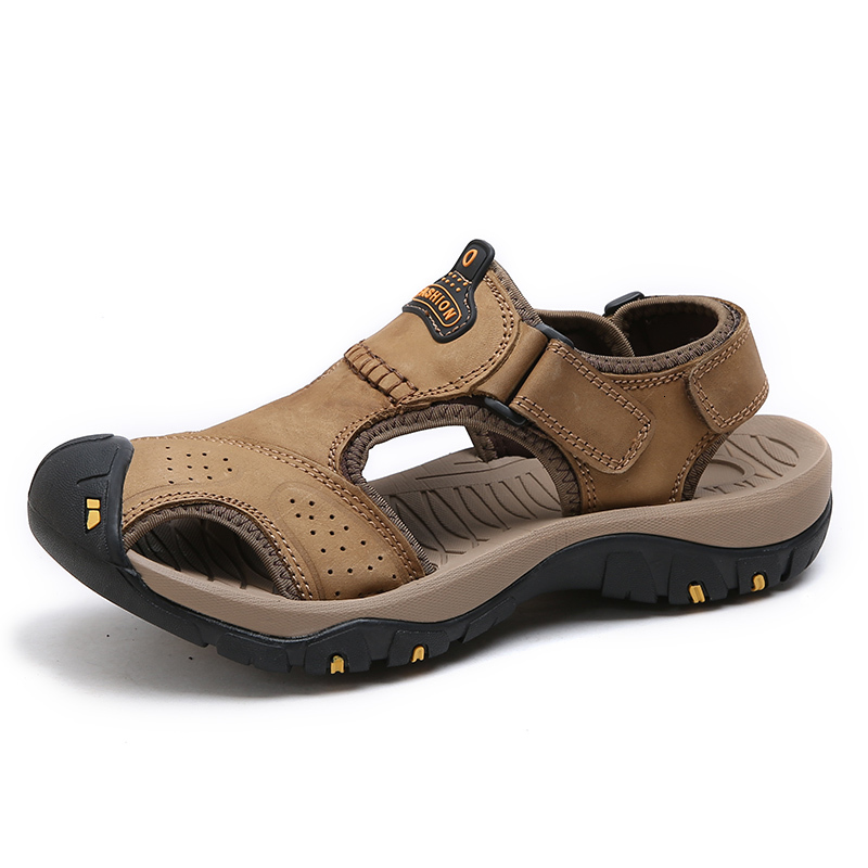 

Sandals Genuine Leather Men sandals Summer New Large Size Men Sandals Men's casual shoes Fashion Sandals Slippers Big Size -47 230420, Khaki 7238