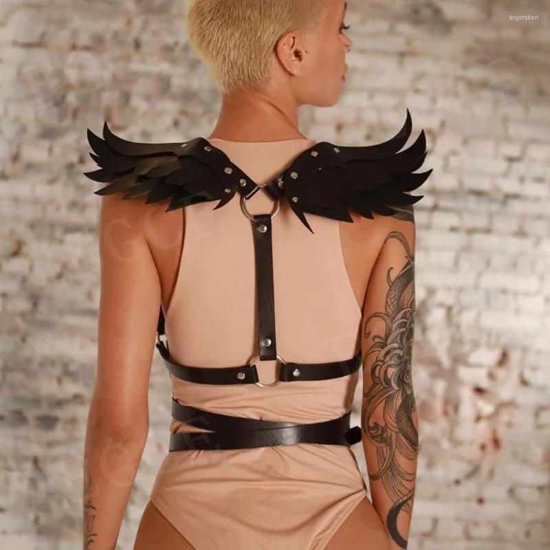 

Garters Women Sexy Lingerie Leather Harness Angel Wing Gothic Accessories Body Bondage Waist Garter Belt Rave Underwear Strap Suspenders, Beige