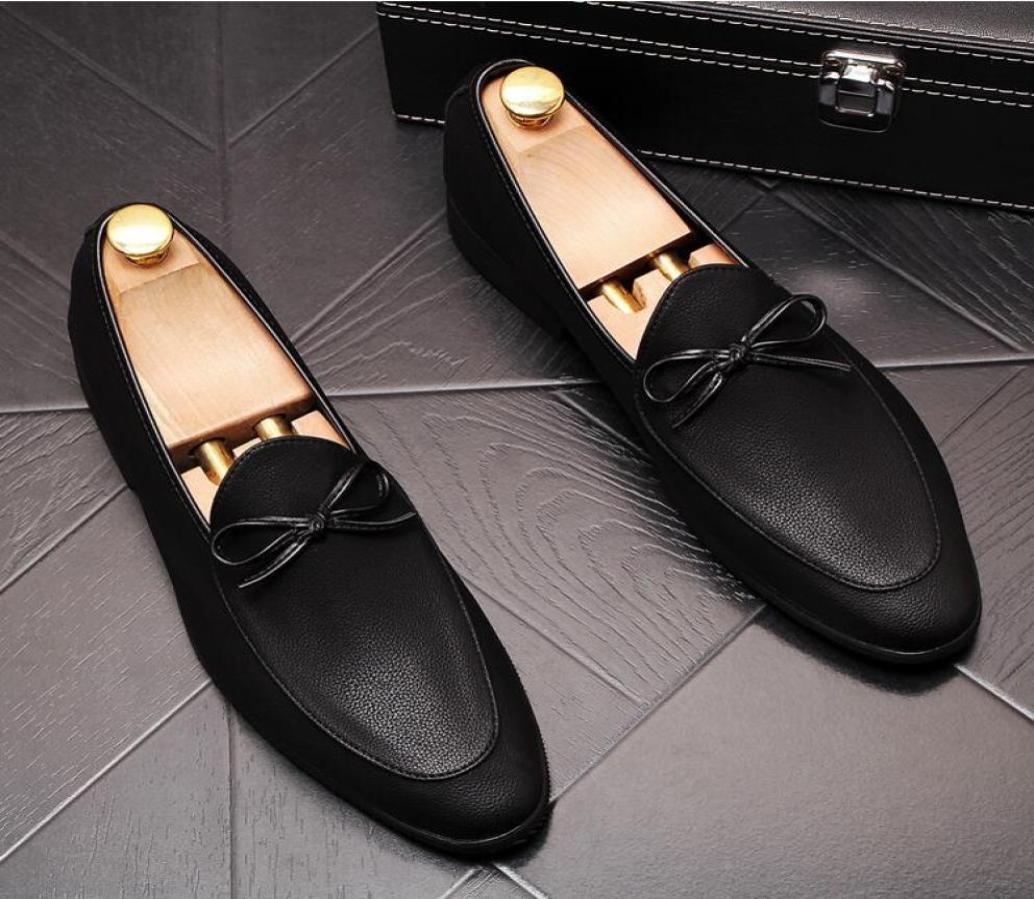 

High Quality Men Dress Shoes Handmade Style Paty Leather Wedding Shoes Pointed Toe Men Flats Oxfords Formal Leather Shoe P178871477, Black