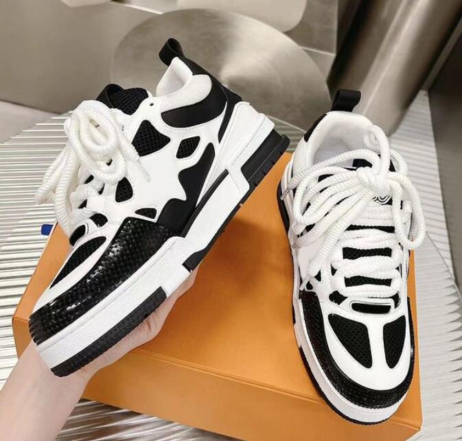 

top quality Casual Shoes Luxurys men's and women's fashion shoes casual Monograms double laces flower net calfskin suede outsole winter skateboard sneakers., Color matching
