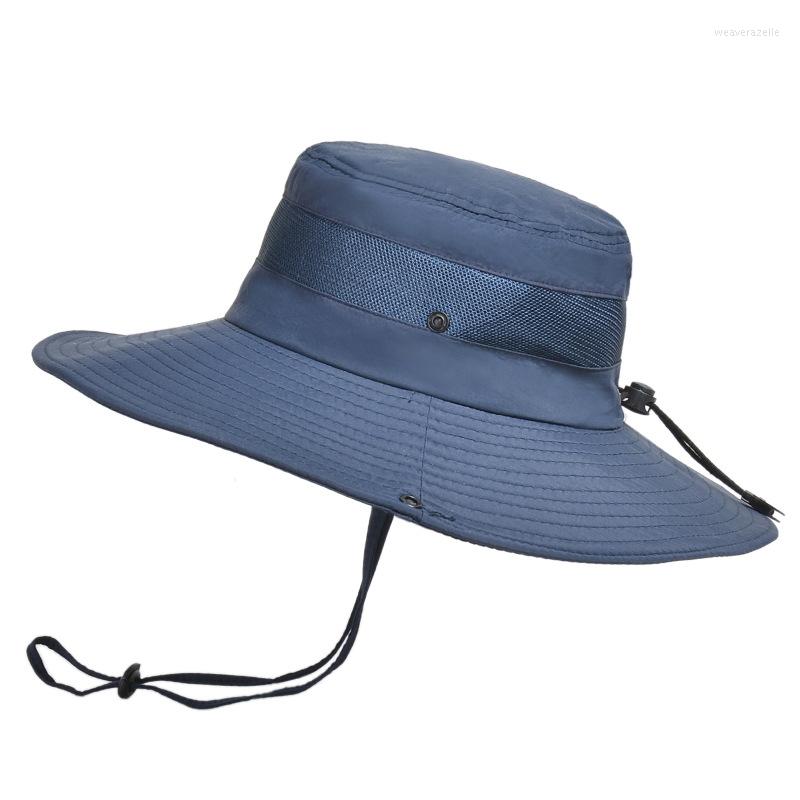 

Berets Summer Breathable Fisherman Hat Men Outdoor Sports Fishing Mountaineering Sunscreen Big Brim Sun Protection Shade Hats, 02