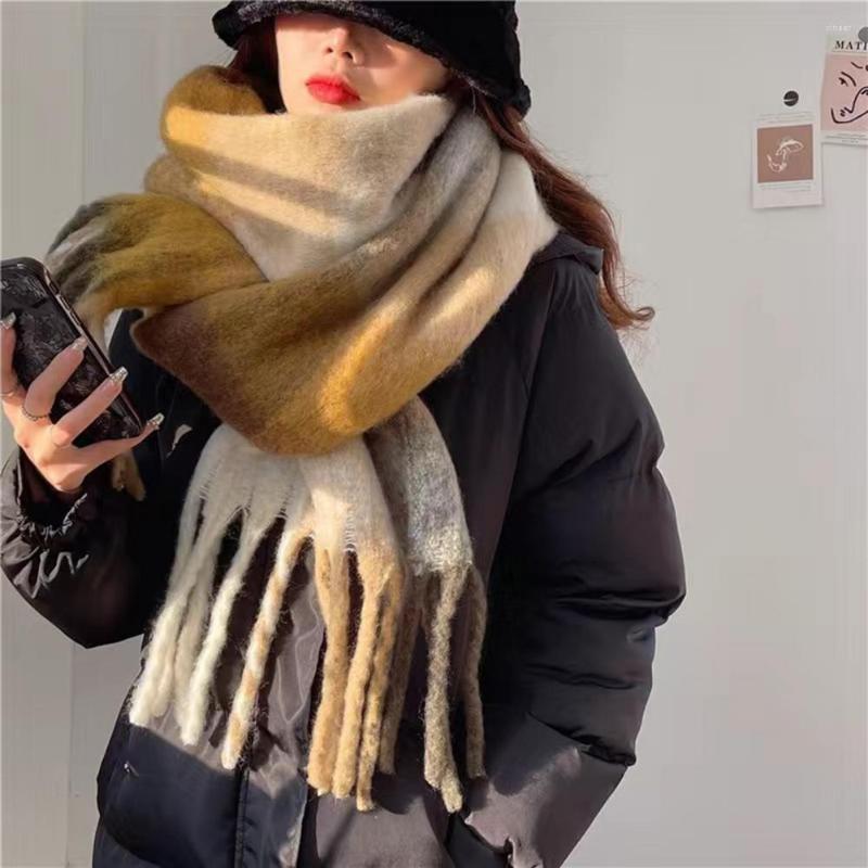 

Scarves Winter Shawl Contrast Color Women Scarf Elastic Plaid