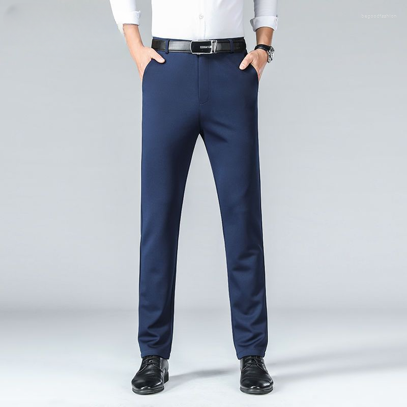 

Men's Suits High Quality Men Dress Pants Thin Elastic Formal Fit Male Straight Black Business Office Causal Wedding Trousers A27
