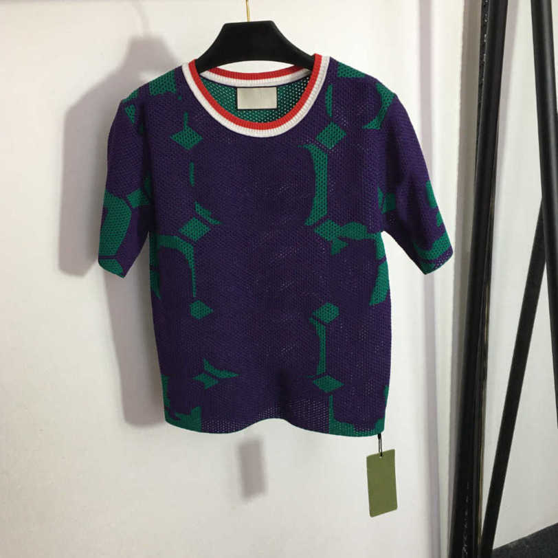 

23ss womens designer clothing Womens Knits Double G letter hollowed out slim short sleeve sweater top High quality womens clothes a1, 23