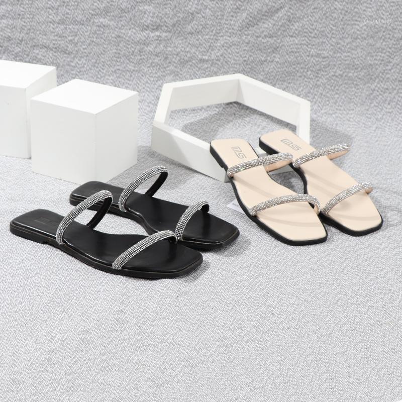 

Slippers Flat Flops The Summer Fashion Of 2023 Simple Match A Word With Soft Soles To Wear For Women, Black
