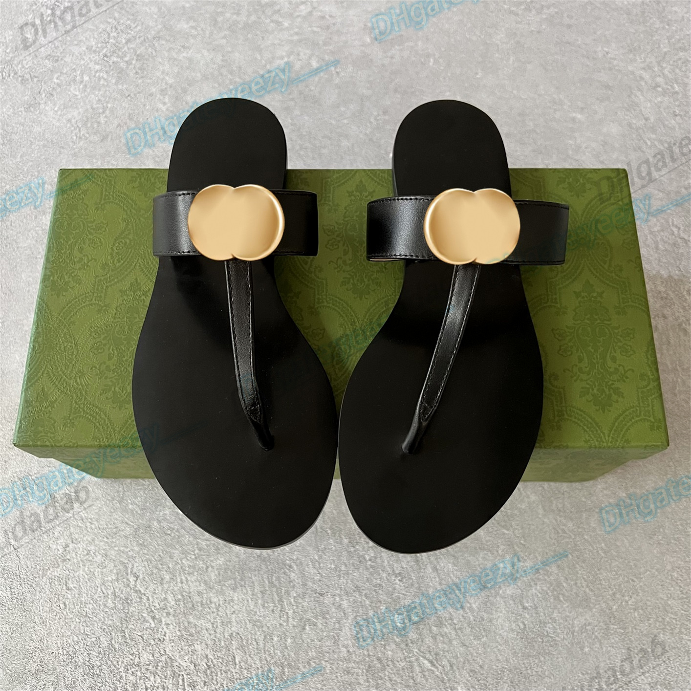 

thong sandal designer women luxury men Leather outside slide summer pool shoe lady with Double Interlocking Web flat flip flop comfort slipper, #4