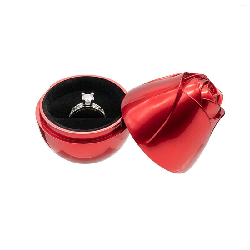 

Jewelry Pouches Luxurious Rose Shape Ring Box Necklace Display Earring Gift For Proposal Christmas Engagement Ceremony Wedding