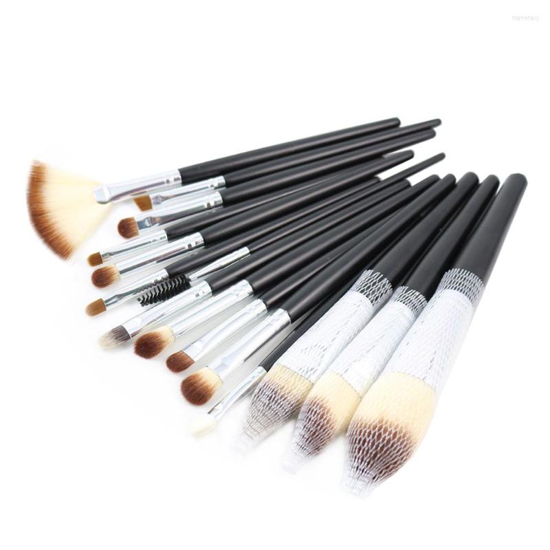 

Makeup Brushes 15pcs Set Fan Brush Powder Foundation Blusher Bronzer Eyeshadow Liner Brow Lip Gloss Contour Highlight Blend Tool
