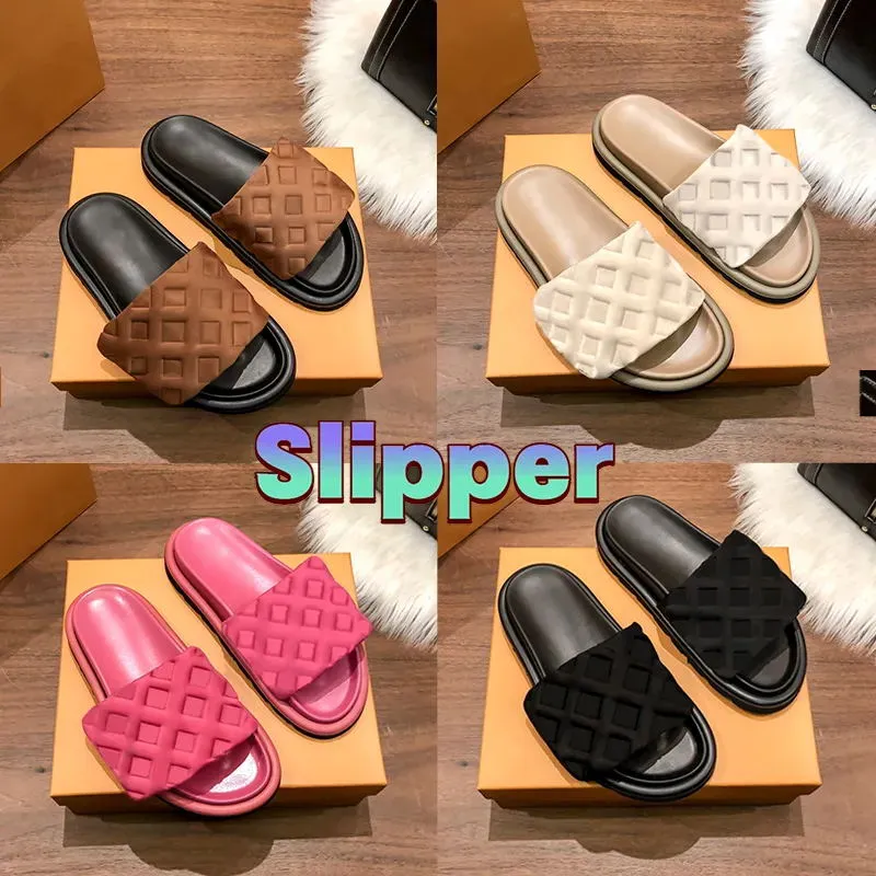 

2023 Platform Designer Slipper Luxurious Sandles Pool Pillow Comfort Mule Slides Platforms Sandal For Woman Real Leather Summer Shoe Wit UiC, Colour-11
