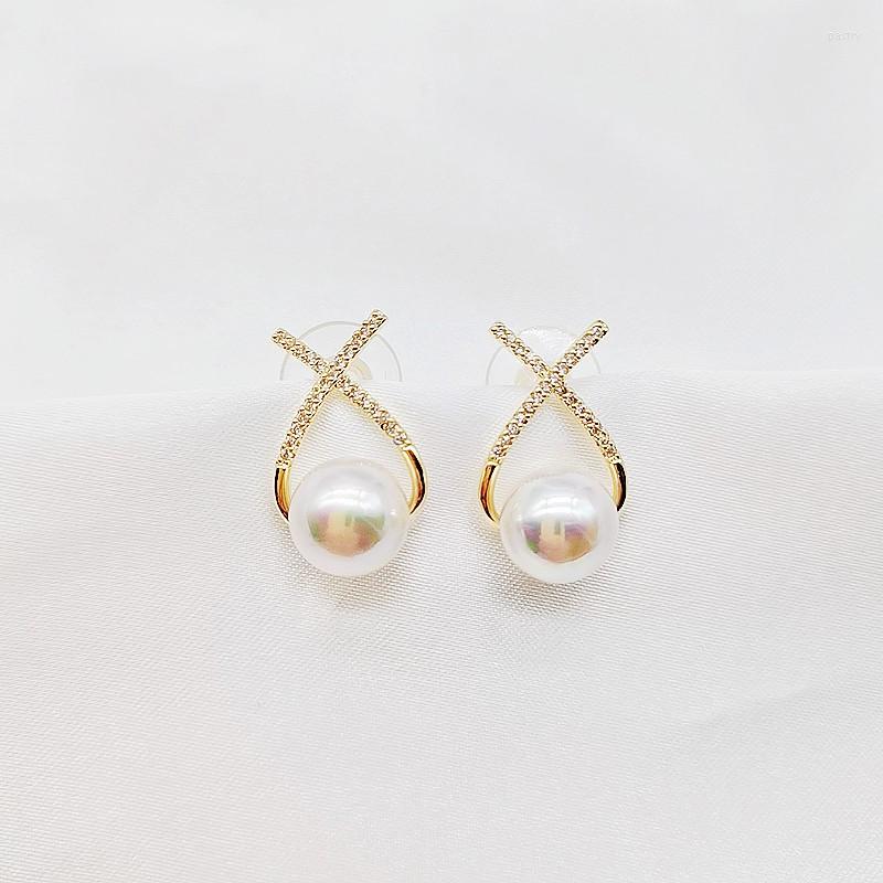 

Stud Earrings S925 Silver Needle Pearl Female Light Luxury High-end Atmosphere 2023 Trendy Korean Temperament Net Red