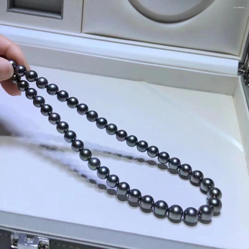 

Chains High Chic Salt Water 8-11mm Nature Round Genuine Tahiti Pearls Necklaces For Women Holidays Presents
