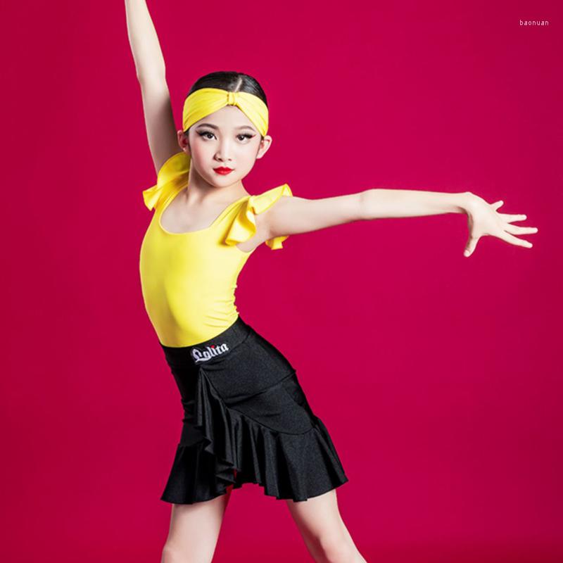 

Stage Wear Latin Practice Girls Skirt Set Ballroom Clothes Modern Dancewear Salsa Clothing Costume Tango Dancing Outfit DL9045, Blue