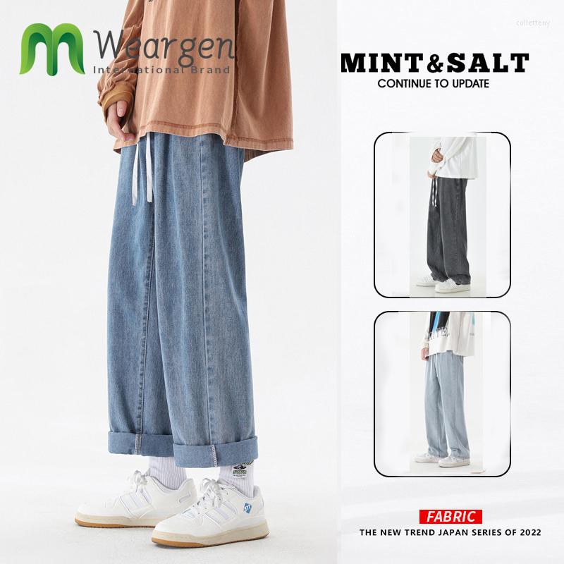 

Men' Jeans Fashion Split For Men Korean Straight Pants High Street Denim Trousers Baggy Casual Bottoms Streetwear Male Clothes 819, Black
