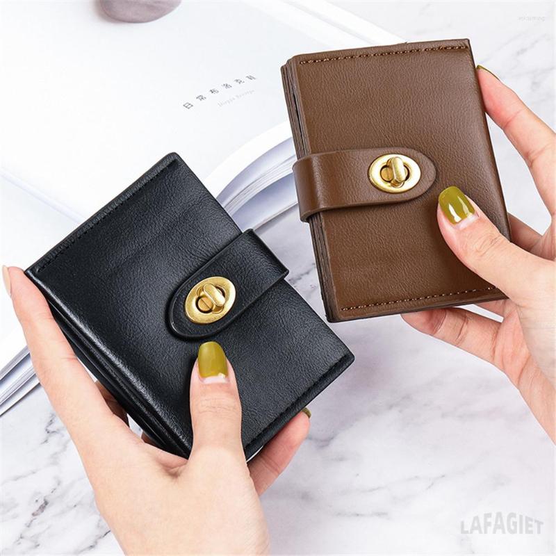 

Wallets Solid Color Large Capacity Small Wallet Multi Card Holder Vintage Women Leather Female Purse Money Clip Ins Lady Girls, Black