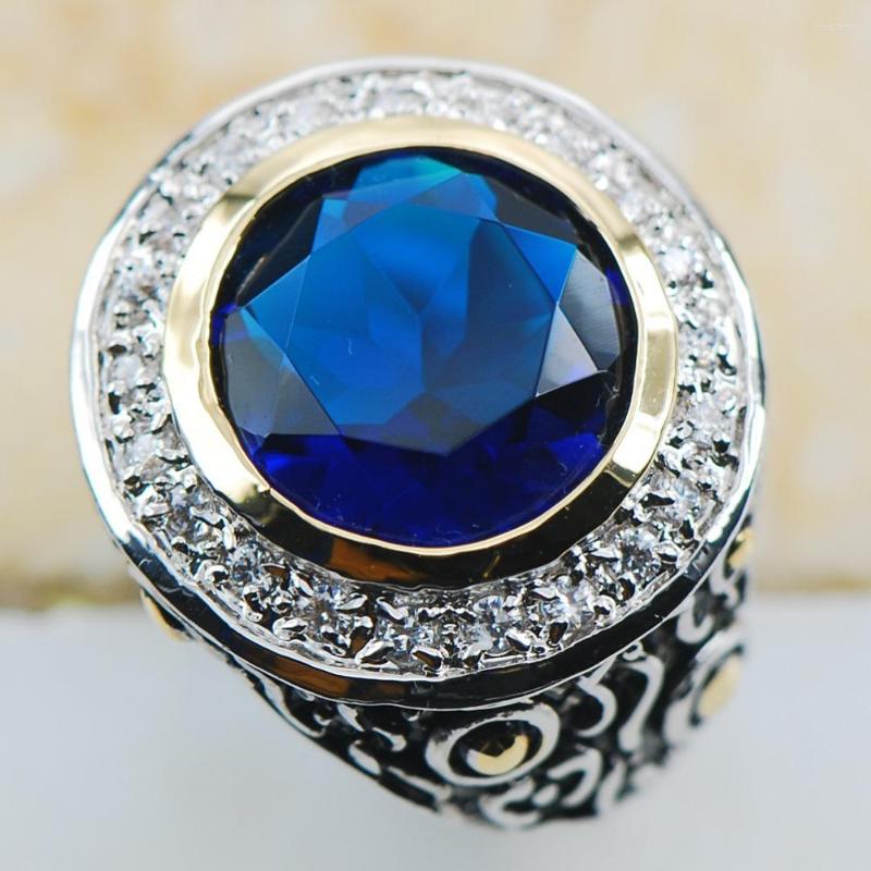 

Cluster Rings Blue Crystal Zircon 925 Sterling Silver Top Quality Fancy Jewelry Wedding Ring Size 6 7 8 9 10 F1167