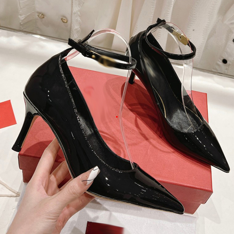 

2023 Dress Shoes High Heels Sandals Women's Wedding Pumps Shoes Women Summer Designer Pointed Toe Black Bowtie Fashion Canvas Party With Box -K394, Picture color