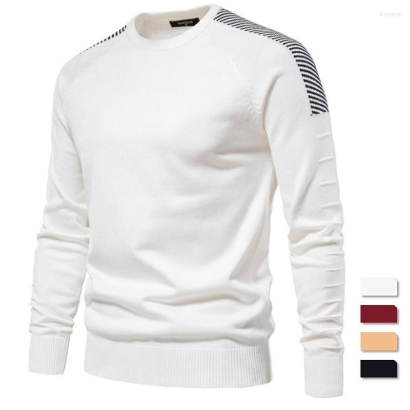 

Men's Sweaters Spliced Drop Sleeve Sweater Men Casual O-neck Slim Fit Pullovers Men's Winter Warm Knitted For, White