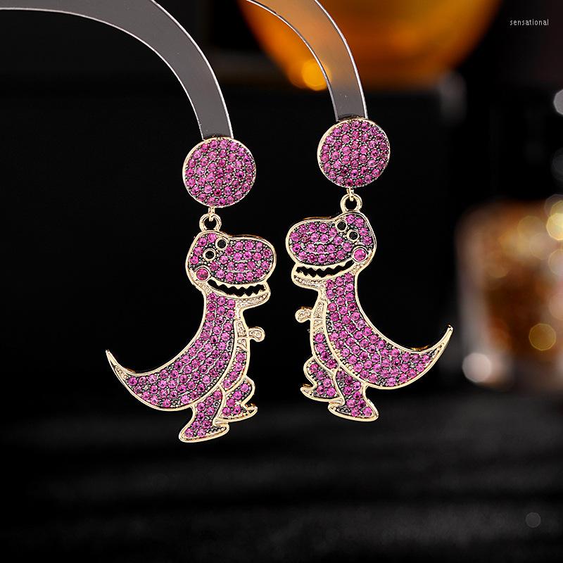 

Dangle Earrings S925 Silver Needle High-end For Women Girl Cute Cartoon Animal Playful Little Dinosaur Wholesale