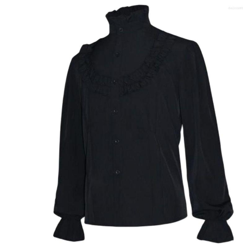 

Men' Casual Shirts Gothic Ruffled Medieval Halloween Cosplay Costume Chemise Tops Blouse Men Pirate Shirt Vampire Renaissance Victorian, White