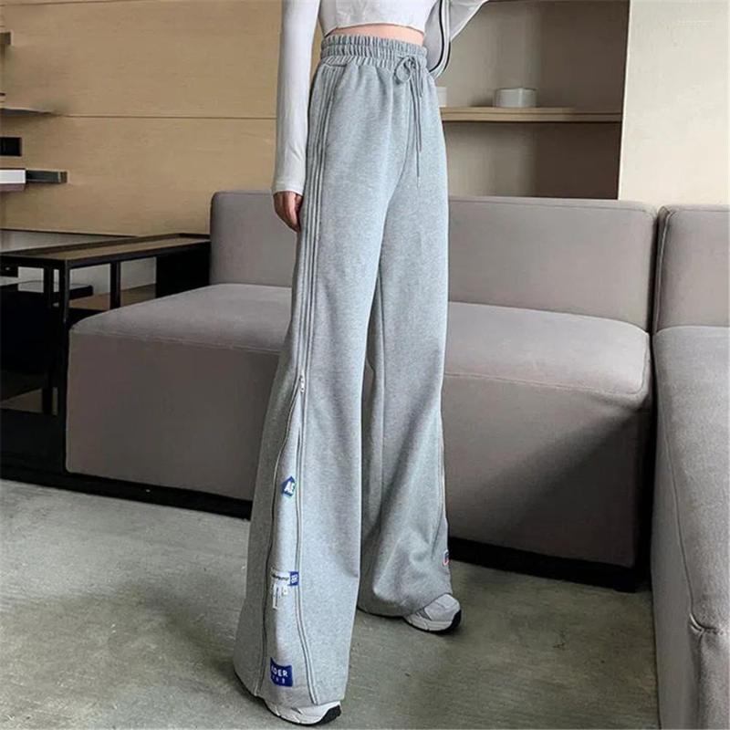 

Women' Pants Elastic High Waist Casual Streetwear Flare Women Korean Y2k Baggy Vintage Joggers Aesthetic Elegant Punk, Black