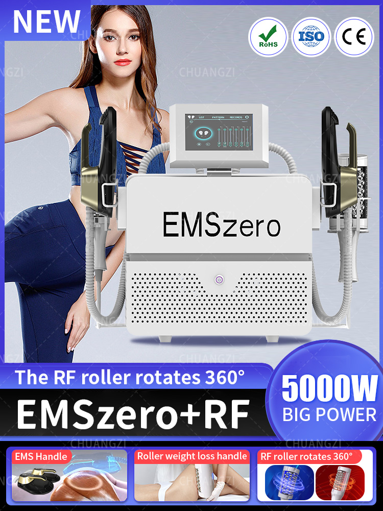 

EMSzero Slim Machine 2 In 1 High Frequency RF Roller Handle PRO Sculpt Building Muscle 4 Handle 14 Tesla 6500W For Fat Burning Muscle Stimulator