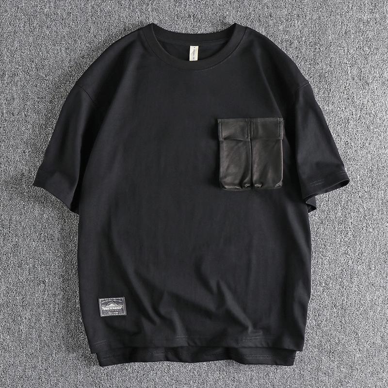 

Men's T Shirts Three-dimensional Pocket Function Wind Trend Short Sleeve Men's T-shirt Summer Everything Youth Loose Version Half Leggin, Black