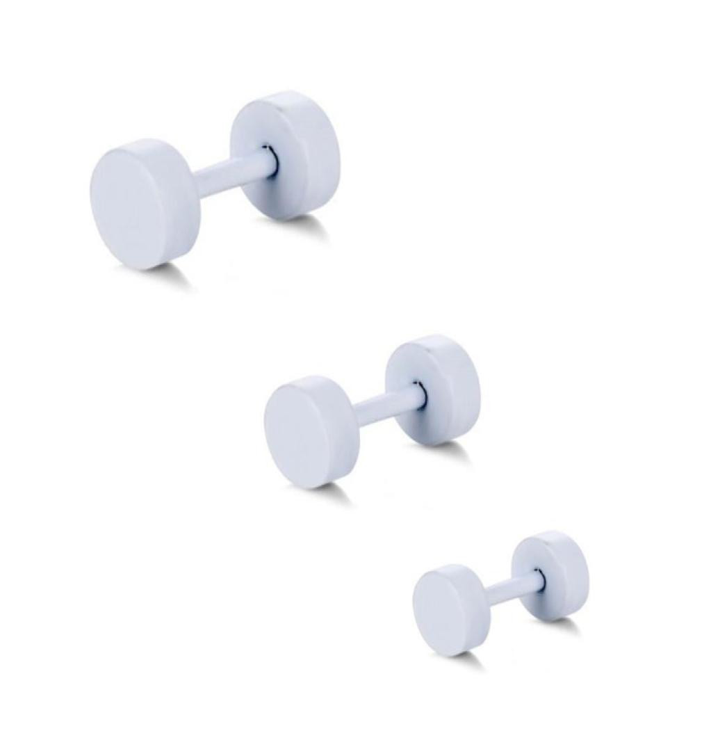 

White Stainless Steel Barbell Earring Paint Spraying Dumbbell Ear Stud Body Piercing Jewelry For Men and Women2385346