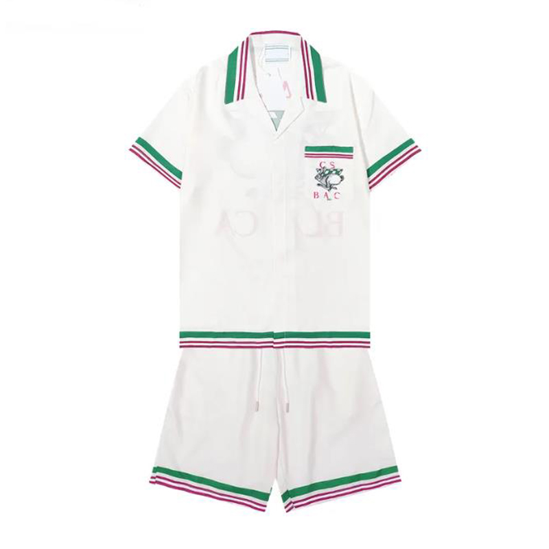 

Mens Shorts casablanca Designer Polo Neck Short Sleeve Set Shirt Letter Rabbit Pattern Silk Hawaiian Beach High Quality T shirt Masao San Quick Dry Beach Shorts