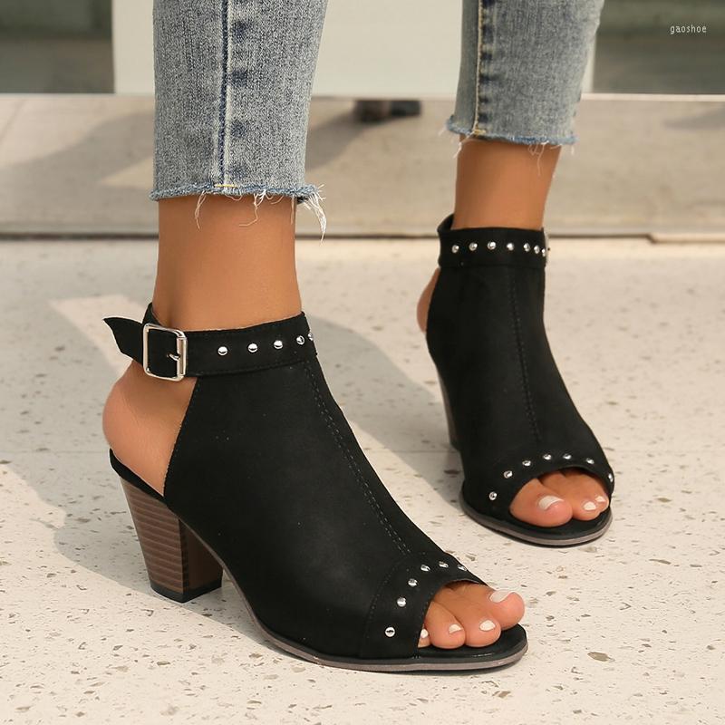 

Dress Shoes Women's Casual Sandals 2023 Fashion Fish Mouth Buckle High Heels Sexy Open Toe Chunky Heel Rome Ankle Boots Plus Size, 810-yellow leopard p