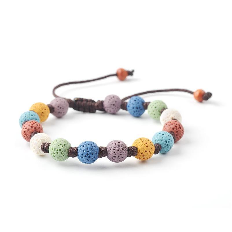 

Beaded Assorted Handmade Lava Stone Beads Strand Bracelet Friendship Bracelets Adjustable Rope Essential Oil Diffuser Women Jewelry Dhizx