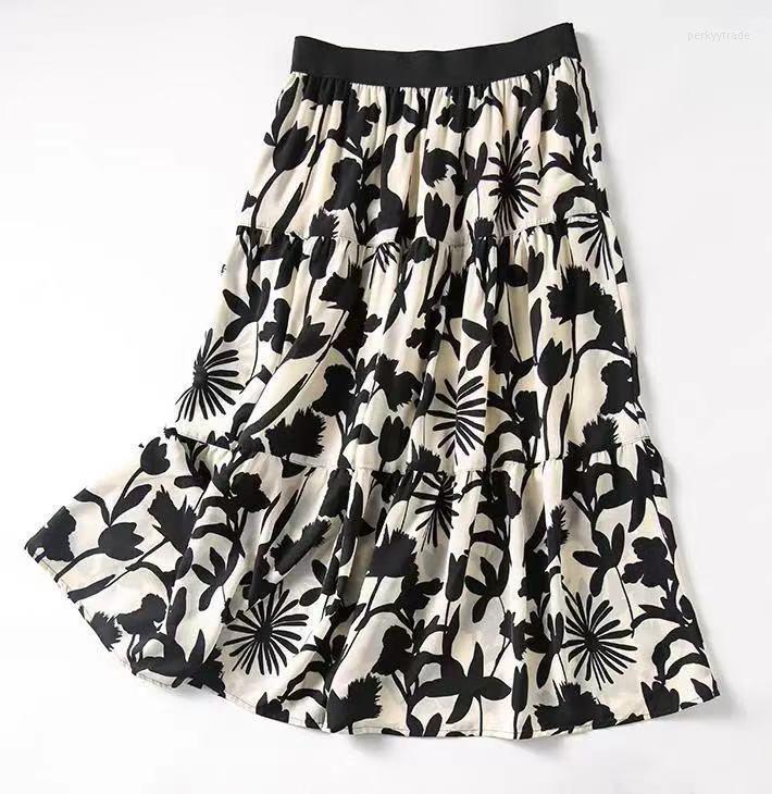 

Skirts Long Skirt Chiffon Drape A-Line High Waist Spring And Summer Mid-Length Temperament Lady XIN-, White