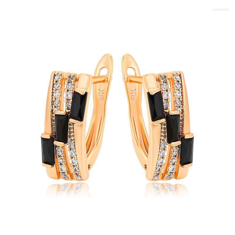 

Hoop Earrings MxGxFam Black Zircon For Cold Women 18 Gold Plated Fashion Jewelry