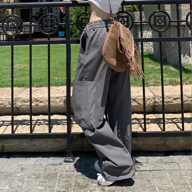 

Women' Pants Vintage Casual Wide Leg Cargo Women' Low Wrise Drawstring Jogging Bottoms Solid Multi Pocket Streetwear Baggy Trousers, Black