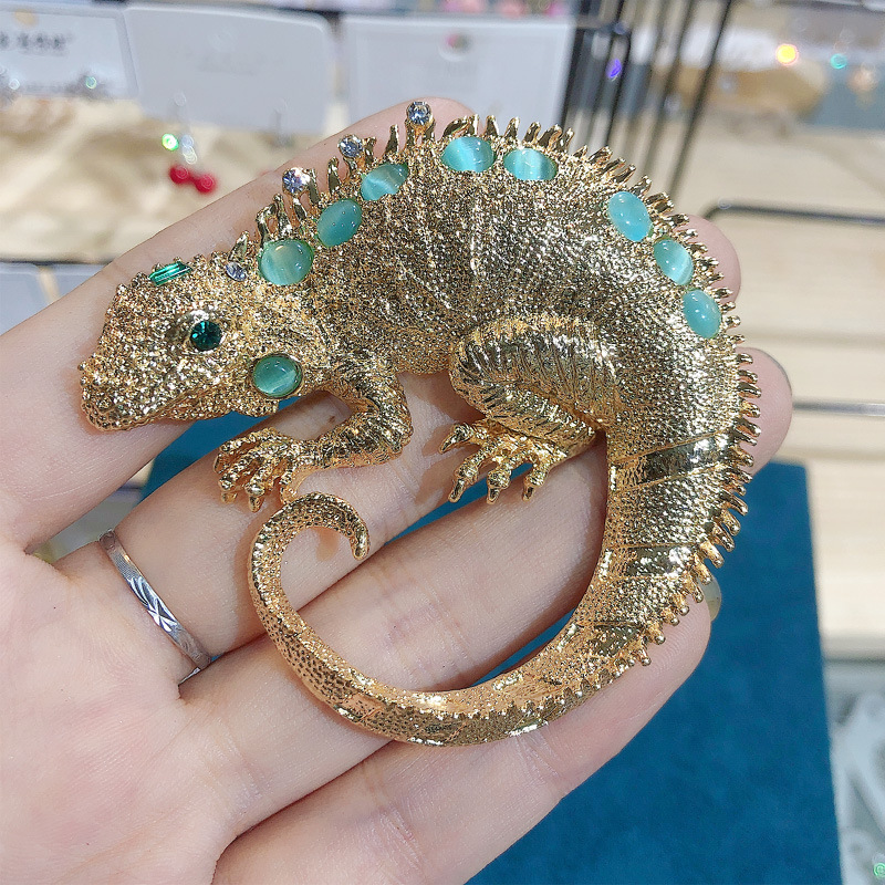 

Vintage Lizard Brooch Pins For Women Big Animal Brooches Jewelry Gift 2021 Multicolor Opal Accessory