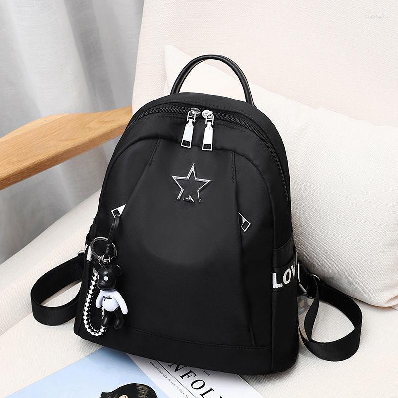 

School Bags Shoulder Bag Female Korean Version Of The Fashionable And Versatile Oxford Cloth Student Schoolbag Mini Small Backpack, Balck with pendant
