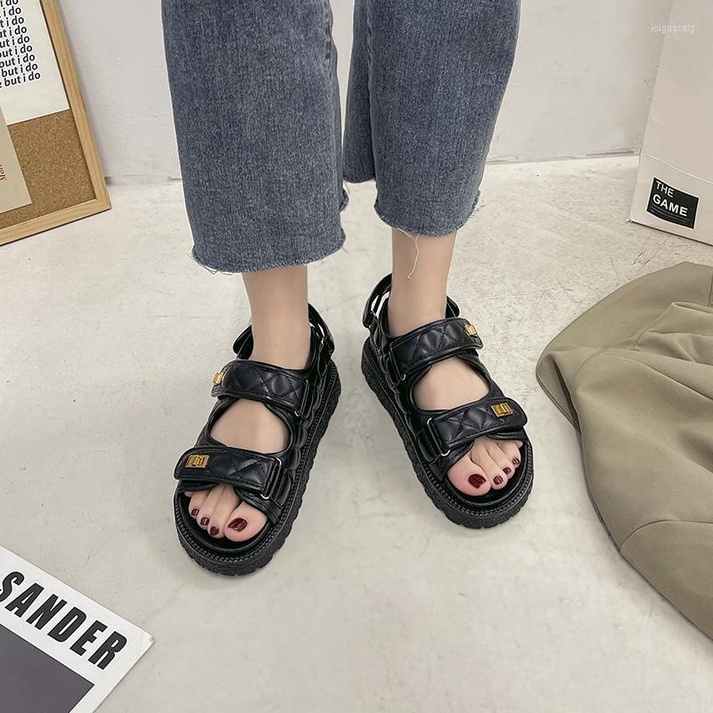 

Sandals Women's Pala Print Uppers Hook Loop Flat Heel Roman Style Ladies Outdoor Walking Casual Platform, Black