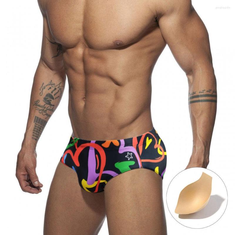 

Men's Swimwear Men's Swimming Trunks Low Waist Bikini Panties Sexy Briefs Heart Printed Swimsuit Quick Drying Push Pad Shorts Beach Surf, Multi