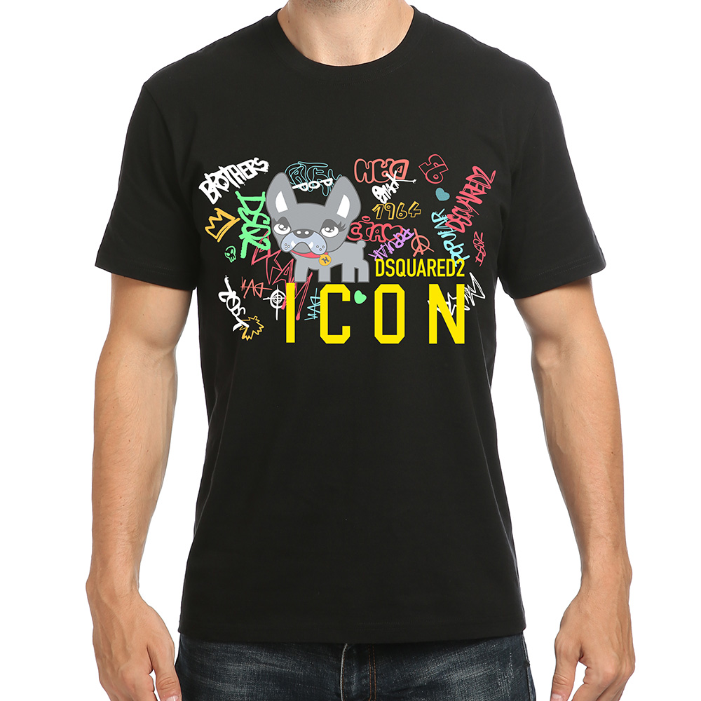 

DSQ2 ICON DSQUARED2 DSQ D2 Mens printed shirts t shirts Brand Classic Fashion Trend for Simple Street Short Sleeve DSQ 988, Darkcyan
