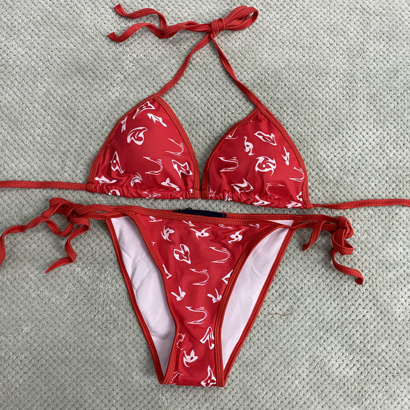 

2023 Fashion Bikini designer swim Women Swimsuits bikini set Multicolors Summer Time Beach Bathing suits Wind Swimwear Large size #007, Red