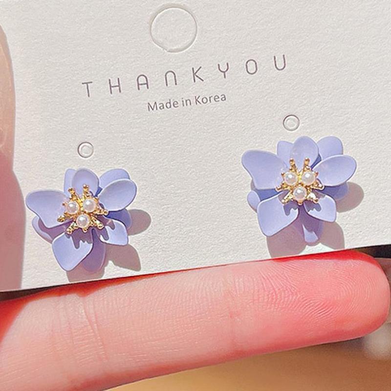 

Stud Earrings European And American Simple Temperament Elegant Lilac Flowers Eeardrop Retro Fashion Earring Dangler Accessories