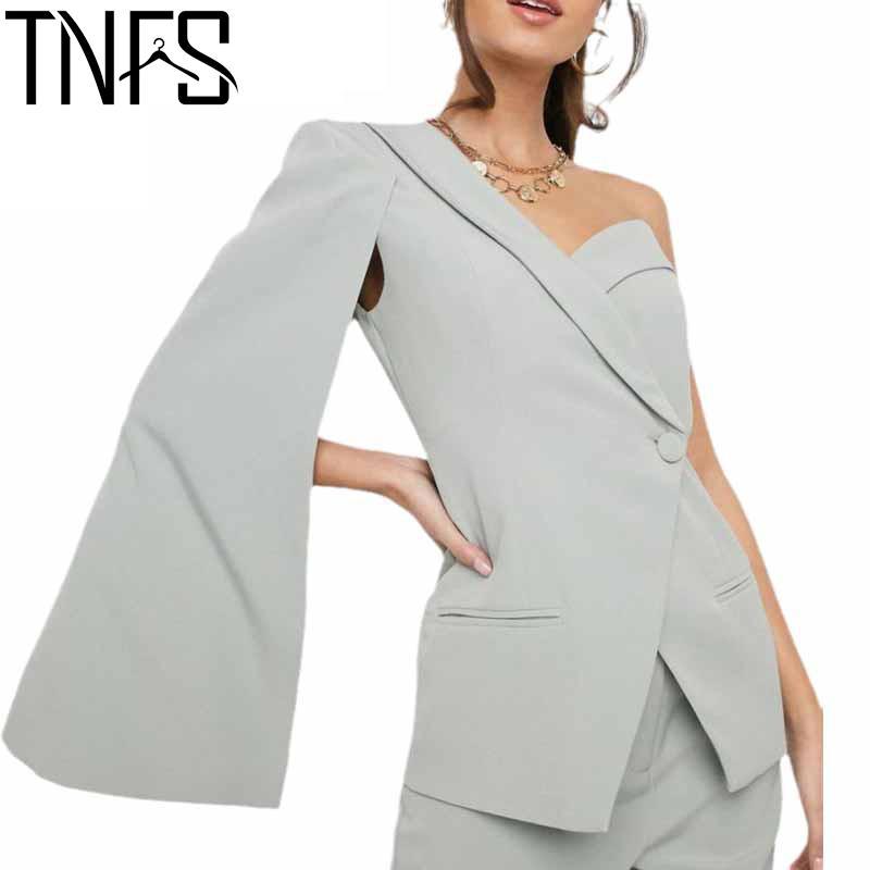 

Pants Yuerwang Women Blazer Spring Summer Shoulder Off Irregular Blazer Jacket Slim Asymmetrical Suit Jacket 2022 New women pants set, Black pants