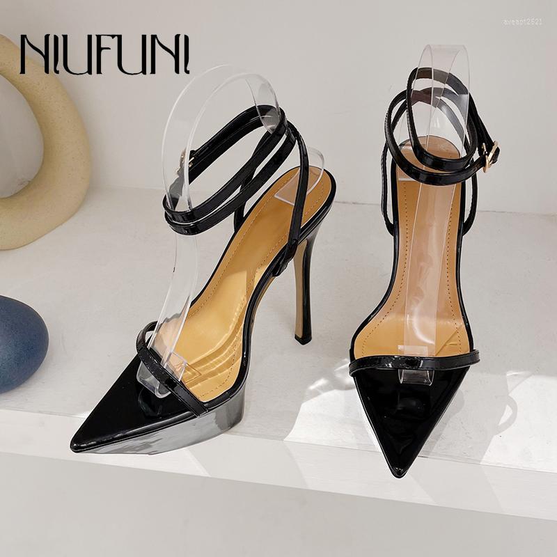

Sandals NIUFUNI Platform Pointed Peep Toe Women's Elegant Party Model Catwalk Shoes For Women Solid Color Stiletto High Heels, Black