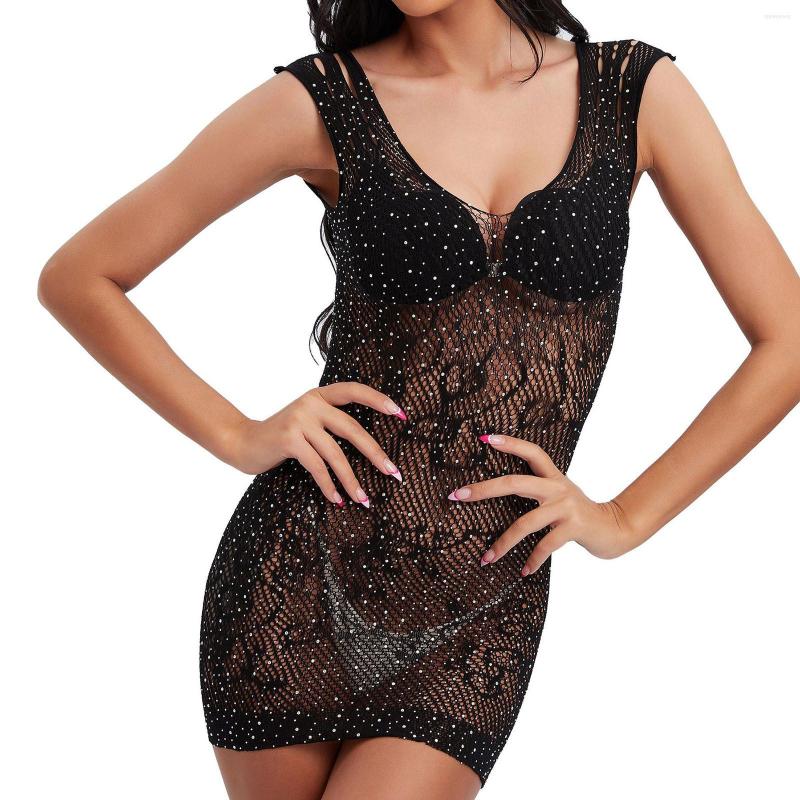 

Women's Panties Lingerie Sexy Women Diamond Colored Shiny MeshSexy Underwear Nightwear For Sleep All Set, Black