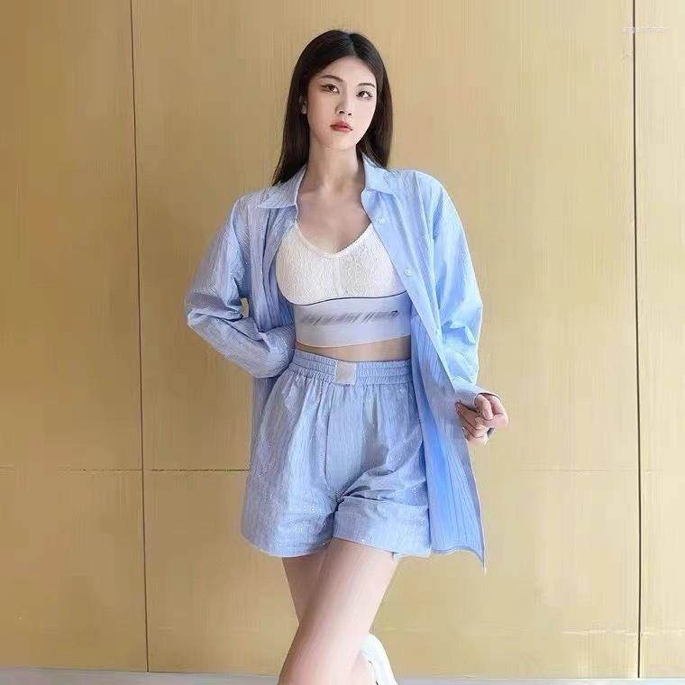 

Work Dresses 2023 Wangletter Early Fashionable Crystal Diamond Temperament Versatile Loose Sleeved Shirt Straight Shorts Set, Black